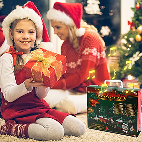 BYNYXI Juego de tren eléctrico de Navidad, tren de Papá Noel, tren de Navidad, minitren, tren de Navidad, tren para niños, Navidad, cumpleaños, motor de juguete