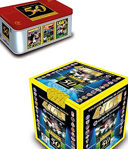 Caja 50 Sobres De Cromos De La Liga Este 2021 2022 + Tin Box(Cajita metálica con 75 Cromos)- Multicolor (Panini España, S.A)