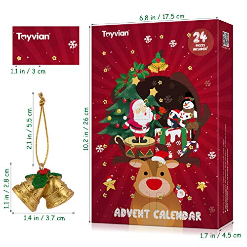 Calendario de adviento de Navidad Toyvian 2019 con calendario de cuenta atrás, 24 adornos colgantes, juguetes de alivio de animales, decoraciones de Navidad para pared, árbol de Navidad