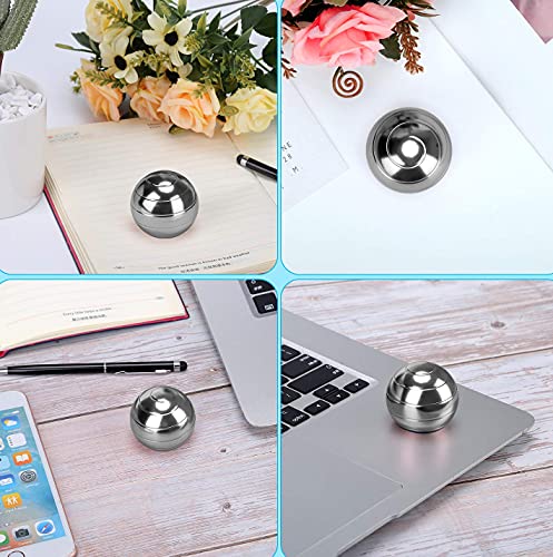 CaLeQi Escritorio cinético Juguete Oficina Metal Spinner Ball Giroscopio con ilusión óptica para Aliviar el estrés Inspirar Creatividad Interior (Plata)