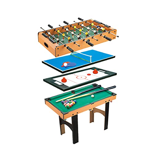 Calma Dragon 6611, Mesa Multijuegos, 4 en 1, (Medidas: 87 x 43 x 73cm) Billar, Ping Pong, Hockey y Futbolín, Regalo ideal para toda la Familia, Multigame para Adultos y Niños, Juego