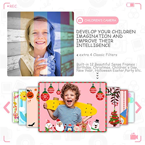 Camara Fotos Infantil - Cámara Fotos Niños con Pantalla Grande de 3,5 Pulgadas 1080P HD 12MP Incorporada Tarjeta SD de 32GB USB Recargable Cámara Digital Selfie Niñas Niños Cumpleaños Navidad Regalos