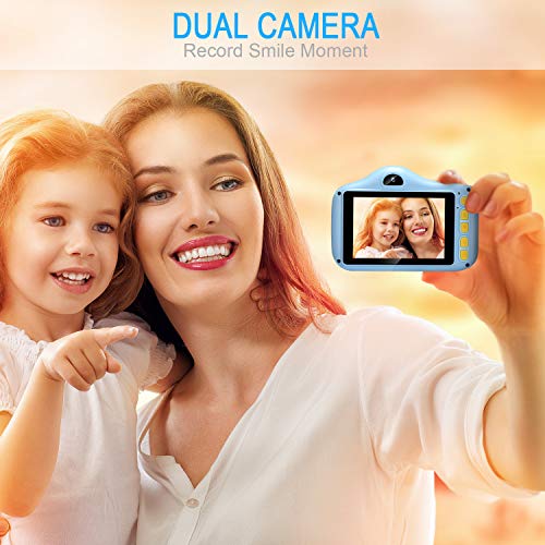 Cámara para Niños Infantil Cámara de Fotos Digital Cámara Juguete para Niños 3.5 Pulgadas 12MP 1080P HD Selfie Video Cámara Regalos Ideales para Niños Niñas de 3-10 Años con Tarjeta TF 32 GB (Azul)