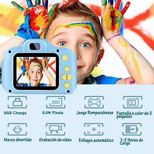 Camara para Niños Juguetes para Niño Regalos para Niños Pantalla HD de 2 Pulgadas 1080P Tarjeta de 32GB TF Regalos Juguete para Niños 3 a 12 años de Niños y Niñas Cumpleaños (Azul)