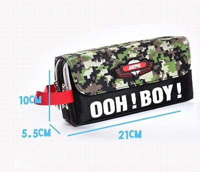 Camouflage canvas pencil case School stationery Storage bag for boys Pencil cases Large capacity pen bag Double-layer pen case B3