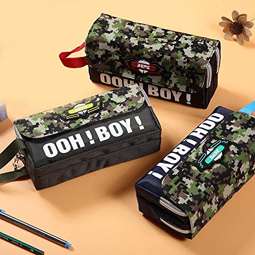 Camouflage canvas pencil case School stationery Storage bag for boys Pencil cases Large capacity pen bag Double-layer pen case B3