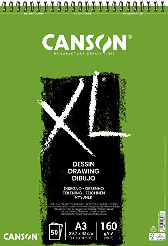 Canson XL Dessin Ligero, Álbum Espiral Microperforado, A3, 50 Hojas, 160 g