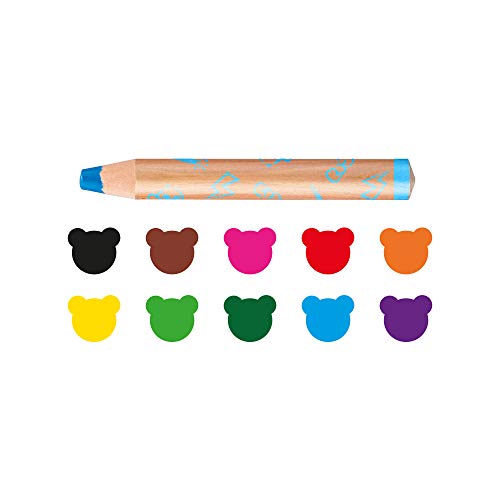 Carioca Baby Crayons 3in1 | Super Lápices de Colores 3 en 1, Lápices de Colores, Acuarelas y Ceras, Todo en 1. Colores Surtidos, 10 Uds.