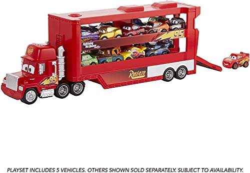 Cars- CAMION Mack MINIRACER Incluye 5 MINIS Capacidad para 16, Multicolor (Mattel GWN55)