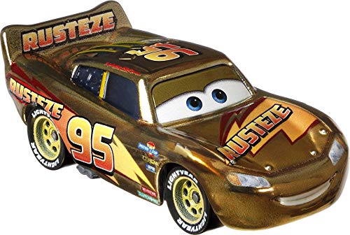 Cars Rayo McQueeen Dorado Coche de juguete personaje, regalo para niños +3 años (Mattel GYG27)