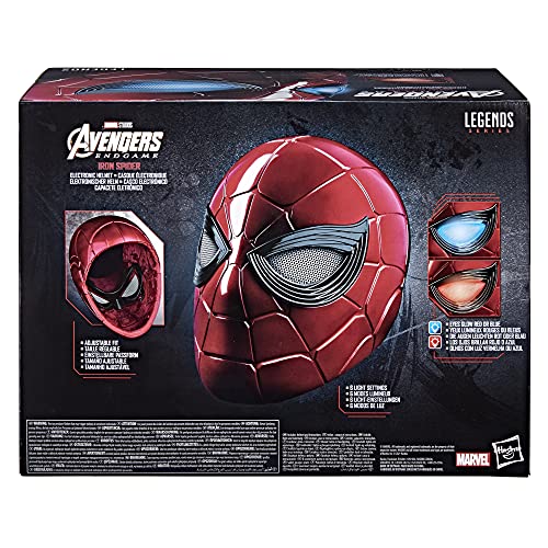 Casco electrónico de Iron Spider con Ojos Brillantes de Marvel Legends Series Spider-Man, 6 ajustes de luz y Regulable