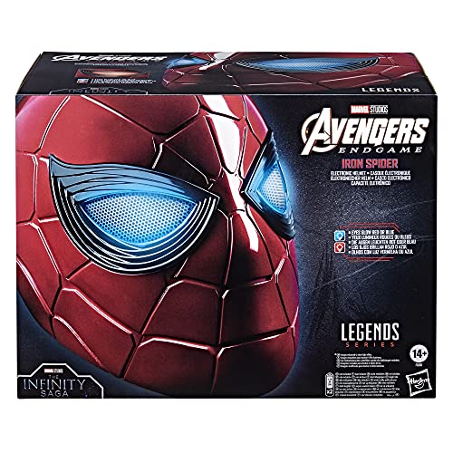 Casco electrónico de Iron Spider con Ojos Brillantes de Marvel Legends Series Spider-Man, 6 ajustes de luz y Regulable