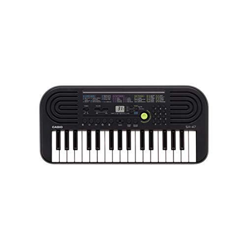 Casio SA-47 - Miniteclado electrónico para niños con 32 teclas y altavoces incorporados, negro/gris