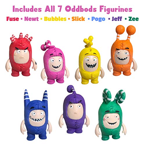 Casita Infantil Oddbods Rosa y Amarilla para Chicas - Incluye Espacios Interiores y Exteriores con Muebles y 7 Figuras con Detalles, para Mayores de 3 Años