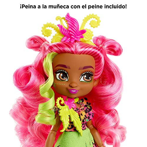 Cave Club Muñeca Fernessa, muñeca prehistórica con mascota y accesorios (Mattel GNL85)