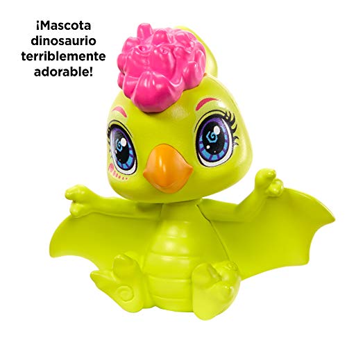 Cave Club Muñeca Fernessa, muñeca prehistórica con mascota y accesorios (Mattel GNL85)