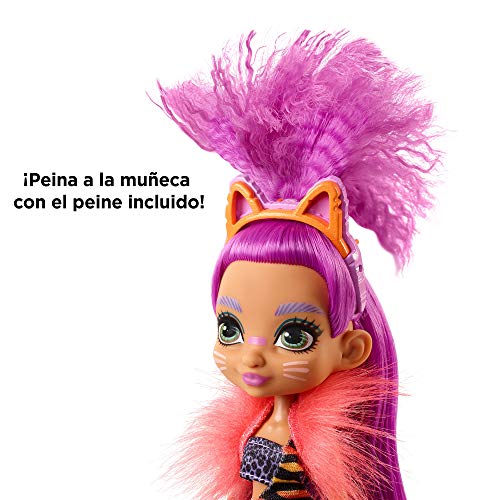 Cave Club Muñeca Roaralai, muñeca prehistórica con mascota y accesorios (Mattel GNL84)