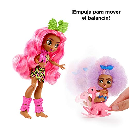 Cave Club Muñecas Pre-Históricas Pack 2 Fernessa y Furrah, muñecas con mascotas y accesorios (Mattel GNL92)