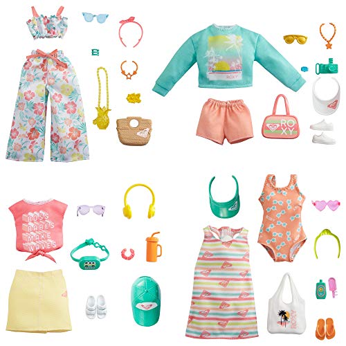 CDU Barbie Pack de Moda Licencia Roxy: Jersey y Shorts, Ropa de muñeca (Mattel GRD59)