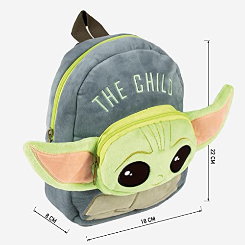 CERDÁ LIFE'S LITTLE MOMENTS Guarderia Bebe Niño de The Mandalorian-Licencia Oficial Disney para Niños, Gris, Mochila Color 22 cms