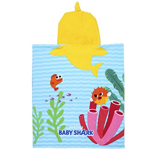 CERDÁ LIFE'S LITTLE MOMENTS-Toalla Poncho Playa Niño de Baby Shark de Microfibra-Licencia Oficial Nickelodeon, Color 2200007331