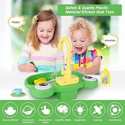 CestMall Juguetes para Fregadero de Cocina, Juegos de Cocina para Lavar con Grifo de Agua y Accesorios de Cocina, Juego de simulación, Juguetes para Fregadero de Cocina, Juego de Fregadero de Cocina