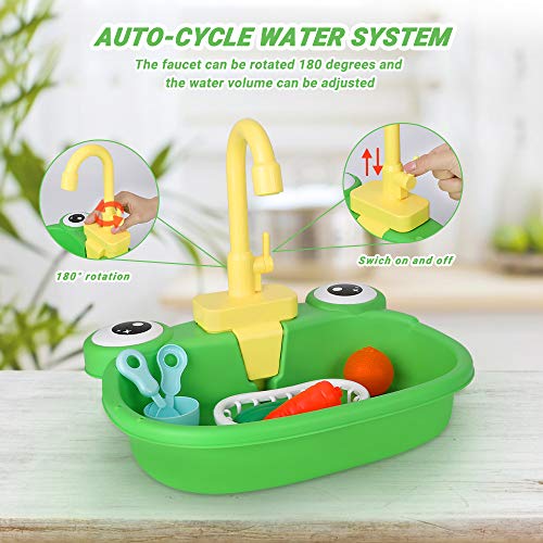 CestMall Juguetes para Fregadero de Cocina, Juegos de Cocina para Lavar con Grifo de Agua y Accesorios de Cocina, Juego de simulación, Juguetes para Fregadero de Cocina, Juego de Fregadero de Cocina