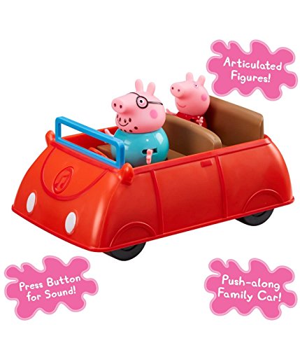 Character - 06707 - Coche Familiar Peppa Pig con Sonidos con Figuras de papá Pig y Peppa - Multicolor - 15cm