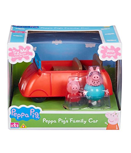 Character - 06707 - Coche Familiar Peppa Pig con Sonidos con Figuras de papá Pig y Peppa - Multicolor - 15cm