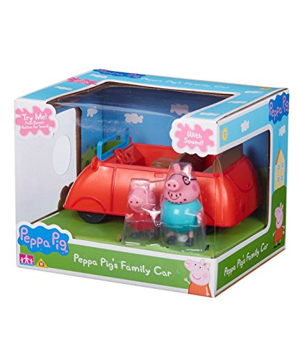 Character - 06707 - Coche Familiar Peppa Pig con Sonidos con Figuras de papá Pig y Peppa - Multicolor - 15cm