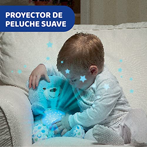 Chicco Baby Bear Oso Primeros Sueños de Peluche, Osito Proyector de Luces con Efectos Luminosos, Melodías Relajantes y Luz de Noche – Peluche para Bebés Recién Nacidos, Color Azul