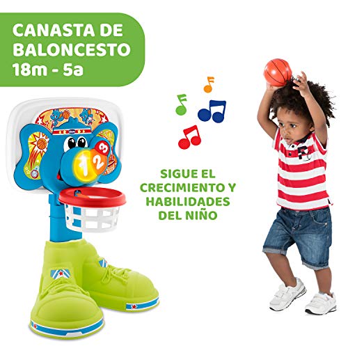 Chicco Canasta de Baloncesto Electrónica Para Niños con Efectos de Luz y Sonido, Altura Ajustable, Pelota Incluida – Juguete Basket 123 Interactivo Para Niños de 18 Meses a 5 Años