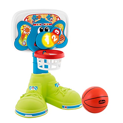 Chicco Canasta de Baloncesto Electrónica Para Niños con Efectos de Luz y Sonido, Altura Ajustable, Pelota Incluida – Juguete Basket 123 Interactivo Para Niños de 18 Meses a 5 Años