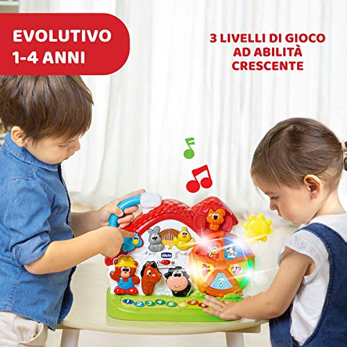 Chicco Granja parlante Bilingüe Italiano/Inglés, Granja con Animales para niños con Luces y Sonidos, 3 Modos de Juego, Juego Educativo electrónico – Juegos Niños 1 – 4 años