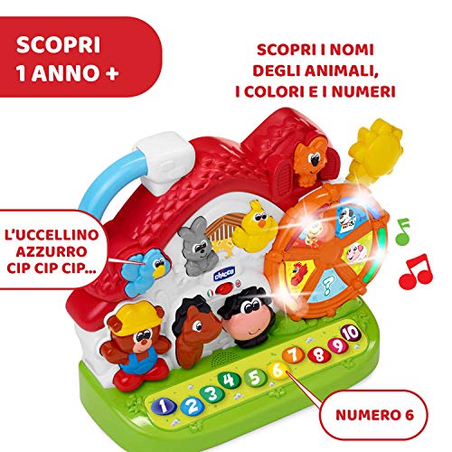 Chicco Granja parlante Bilingüe Italiano/Inglés, Granja con Animales para niños con Luces y Sonidos, 3 Modos de Juego, Juego Educativo electrónico – Juegos Niños 1 – 4 años