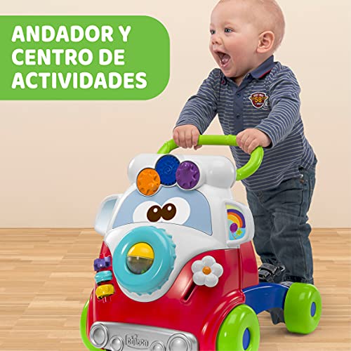 Chicco Happy Hippie, Andador Bebé Primeros Pasos 2 en 1 con Centro de Actividades, Correpasillos Bebé con Forma de Autobús con 4 Ruedas Grandes – Juguete Educativo Infantil, Juguetes Bebé 9-24 Meses