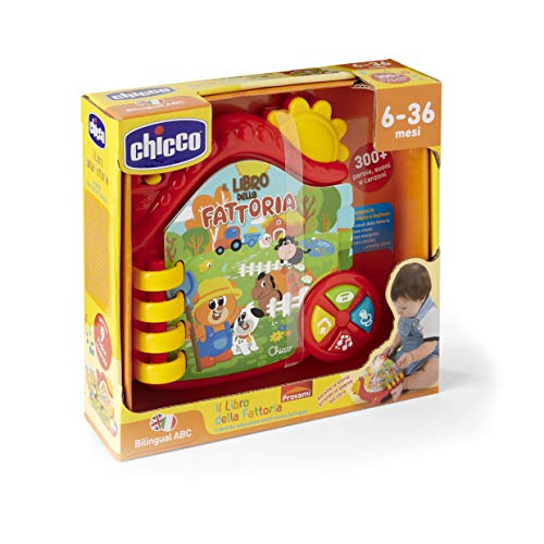 Chicco Juego Abc libro parlante de la granja, libro electrónico educativo bilingüe, cartel en italiano e inglés, pilas incluidas, Edad 6 – 36 meses, multicolor