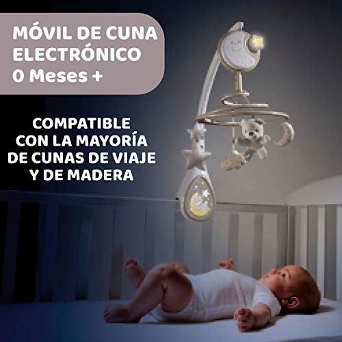 Chicco Next2Dreams Carrusel Móvil Bebé con Luces y Música - 3 en 1 Móvil Compatible con Cuna Next2Me o Minicunas Colecho/Viaje, Efectos de Sonido, Proyector de Luz Nocturna y Música Clásica, 0m+, Gris