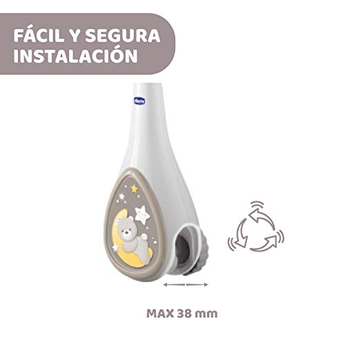 Chicco Next2Dreams Carrusel Móvil Bebé con Luces y Música - 3 en 1 Móvil Compatible con Cuna Next2Me o Minicunas Colecho/Viaje, Efectos de Sonido, Proyector de Luz Nocturna y Música Clásica, 0m+, Gris