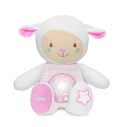 Chicco Oveja Dulces Nanas, Proyector de Luces con Música Relajante, Luz de Noche, Grabación de Voz y Sensor de Sueño – Peluche para Bebés Recién Nacidos, Color Rosa