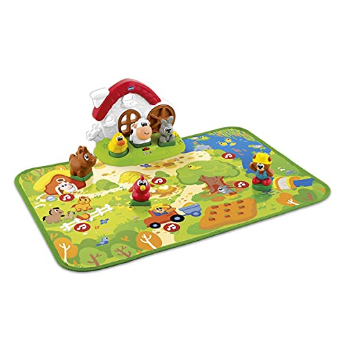 Chicco - Playset Animales de la Granja parlante 2 en 1, Alfombra Interactivo, bilingüe, Multicolor, 00010769000000