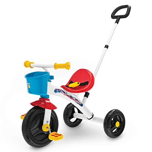 Chicco Triciclo U-GO 2en1, Triciclo para Niños con Mango de Altura Ajustable, Cinturón y Compartimento de Almacenaje – Juguetes para Niños de 18 Meses a 5 Años, Máx. 20 Kg, Color Blanco/Rojo