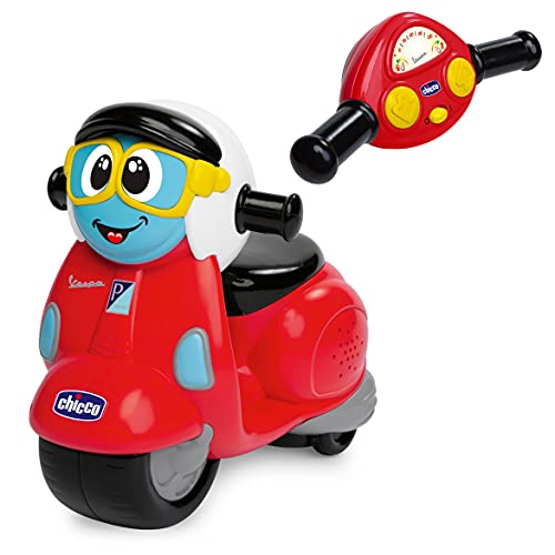 Chicco Vespa Primavera, Moto Teledirigida para Niños con Control Remoto Intuitivo en Forma de Manillar, Motocicleta Radiocontrol con Sonido de Bocina y Motor – Juguete para Niños y Niñas de 2 a 6 Años