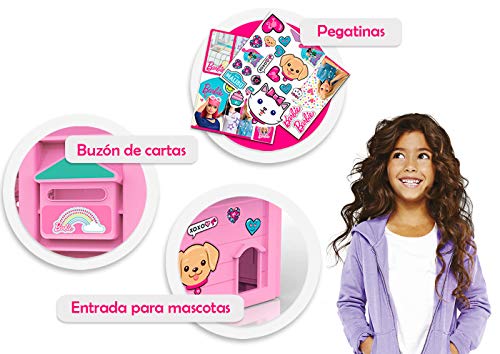 Chicos Casita infantil de exterior Barbie, color rosa con tejado fucsia (La Fábrica de Juguetes 89609)