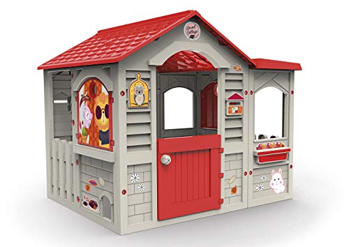 Chicos Casita Infantil de Exterior Grand Cottage XL, Color Beige con tejado Rojo, única (La Fábrica de Juguetes 89627)