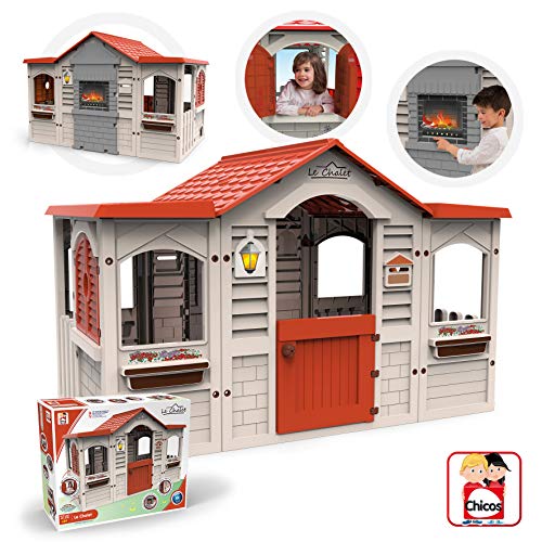 Chicos Casita Infantil de Exterior Le Chalet, Color Beige con tejado Rojo (La Fábrica de Juguetes 89650)