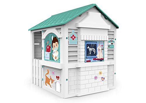 Chicos Centro Casita infantil de exterior. Incluye 11 accesorios de veterinario. A partir de 24 meses, color blanca y turquesa (89619)