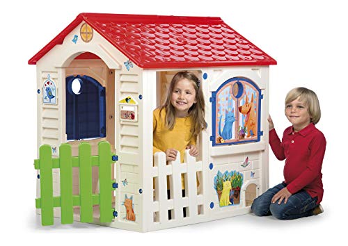 Chicos hicos-Country Cottage Casita Infantil de Exterior, Color Beige con tejado Rojo (La Fábrica de Juguetes 89607), Multicolor, única