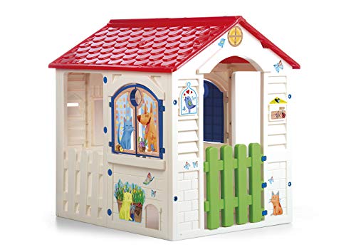 Chicos hicos-Country Cottage Casita Infantil de Exterior, Color Beige con tejado Rojo (La Fábrica de Juguetes 89607), Multicolor, única