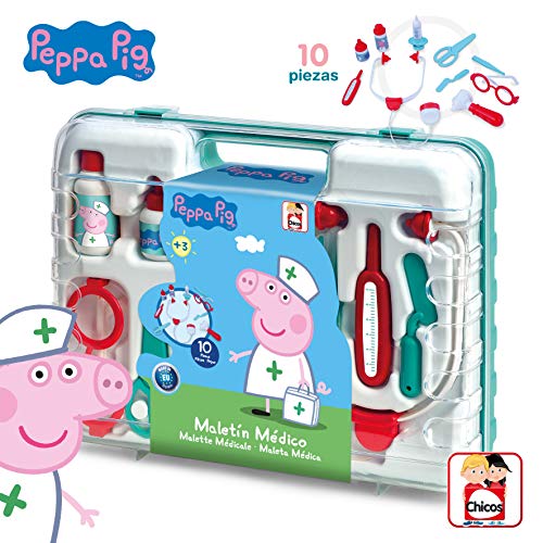 Chicos Peppa Pig Maletín Médico de Juguete. Juego de imitación para niños. Incluye 10 Accesorios. +3 años. (Fábrica 87020)